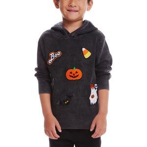 Andy & Evan Boys  Patches Hooded Sweater, Black